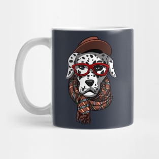 Hipster Dalmatian Dog Wearing Glasses Funny Geek Mug